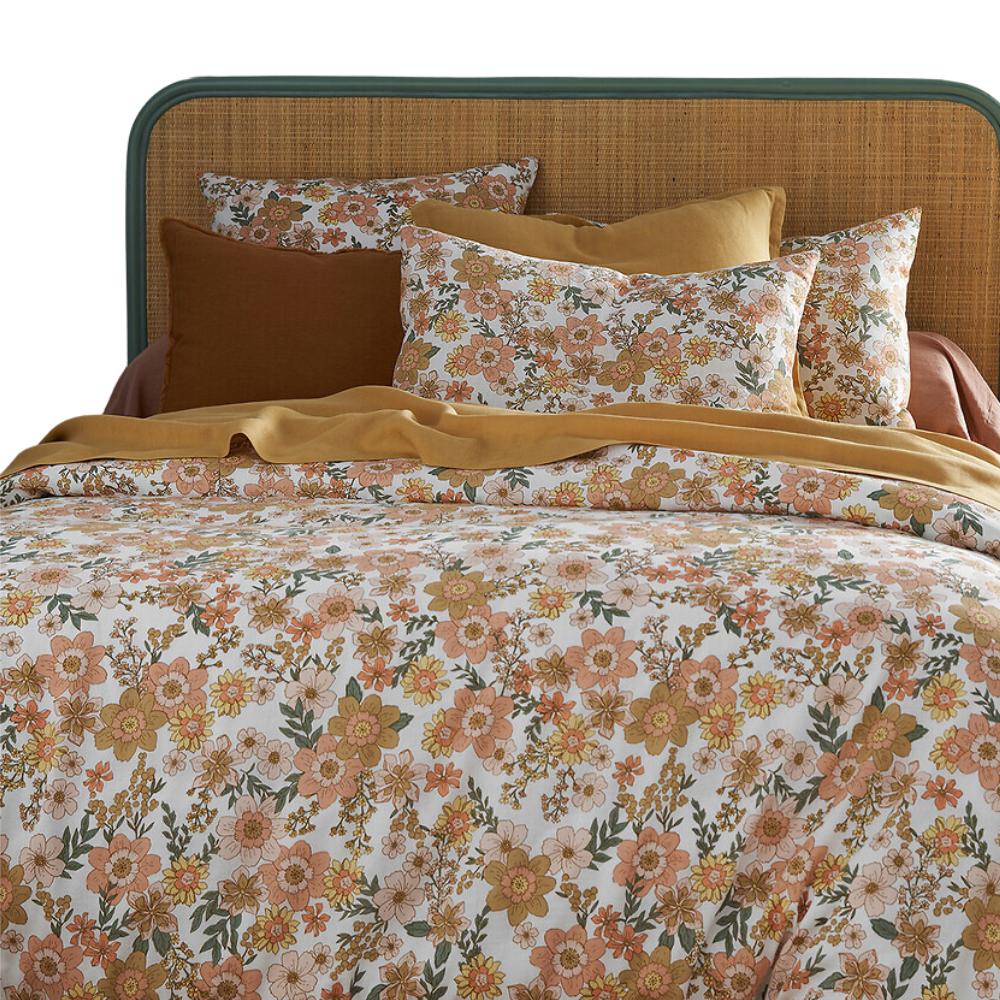 Housse de couette en coton Queen Merida praline fleurie