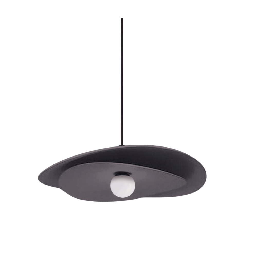 Luminaire suspendu Paven style contemporain noir avec verre opale