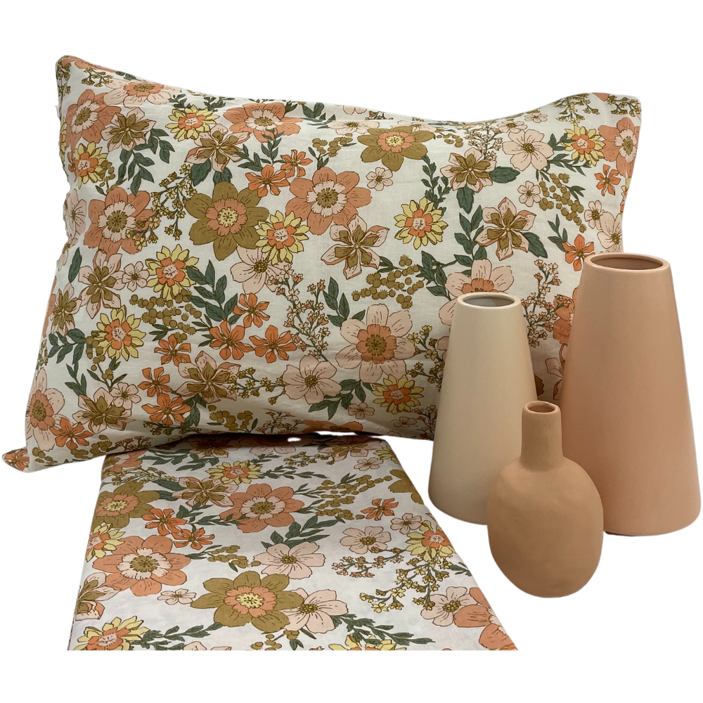 Housse de couette en coton Queen Merida praline fleurie