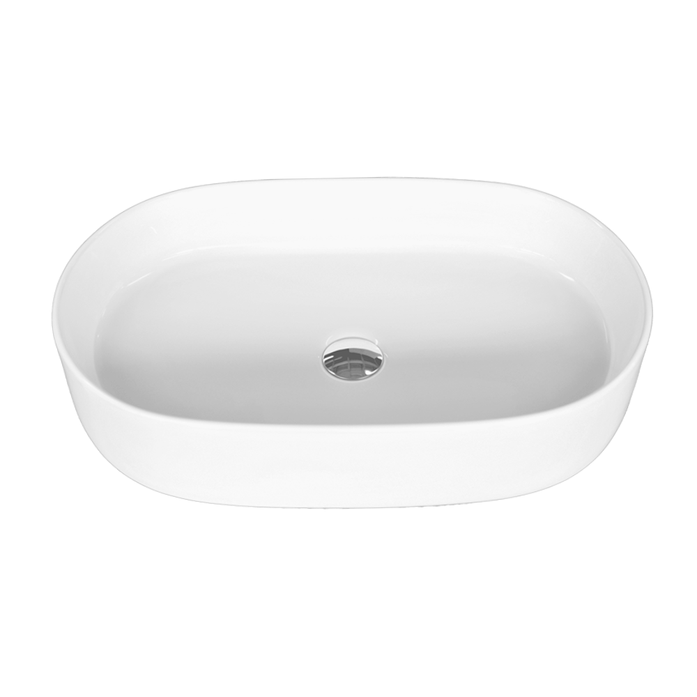 Lavabo vasque oblong sur-comptoir blanc lustré Rubi 23 58 x 15