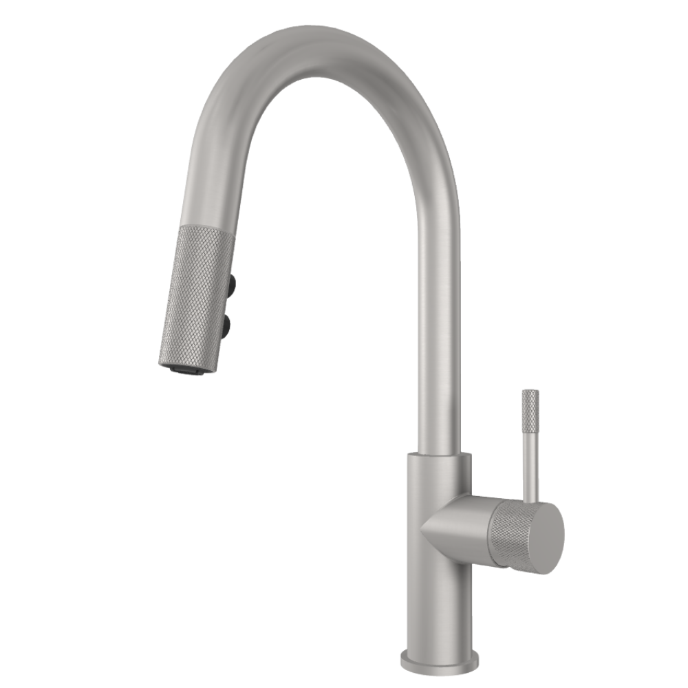 Robinet de cuisine Umix inox brossé à douchette de Aquabrass