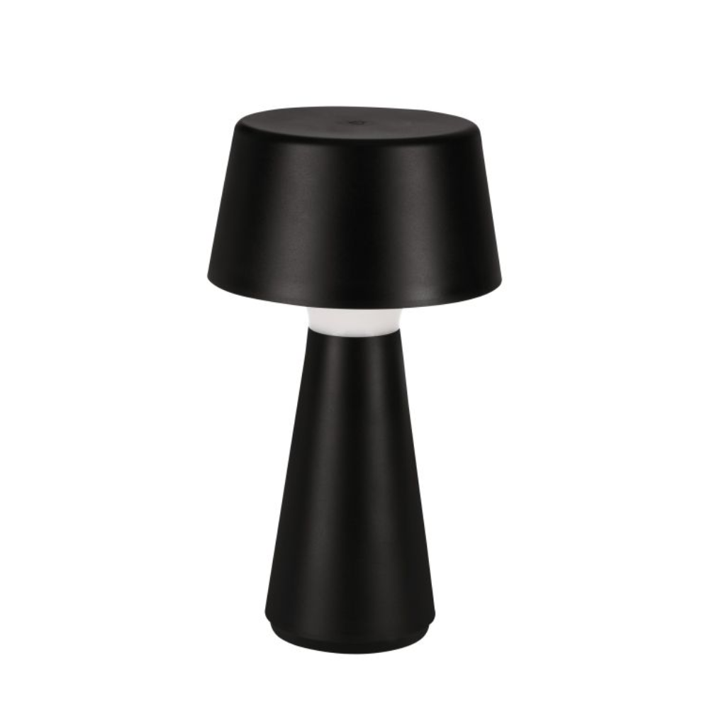 Lampe de table Huera noir rechargeable USB 3 niveaux d’éclairage