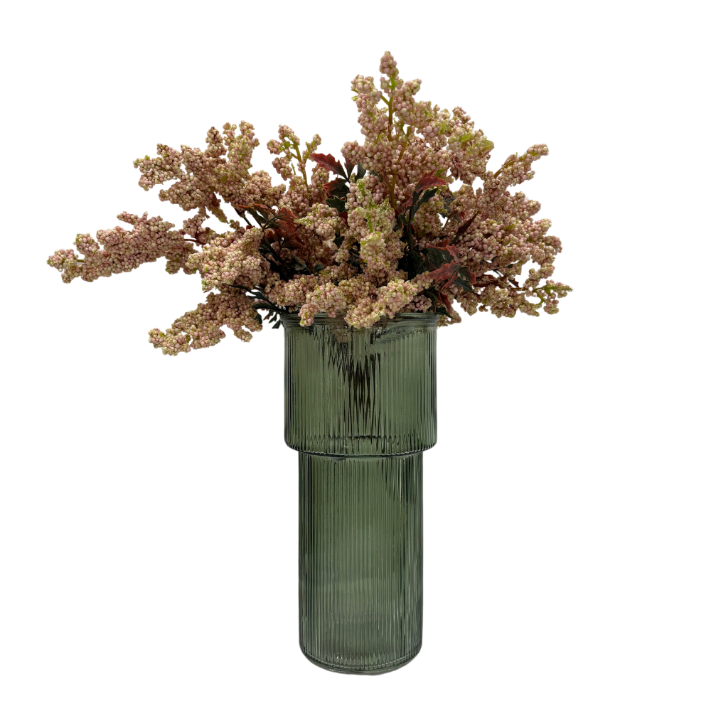 Vase décoratif fluté en verre vert de Nostalgia