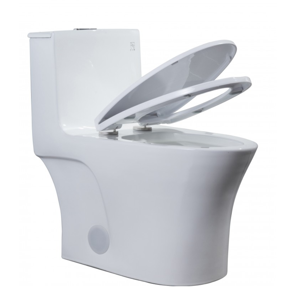 Toilette Mazu monopièce blanche siège inclus double chasse
