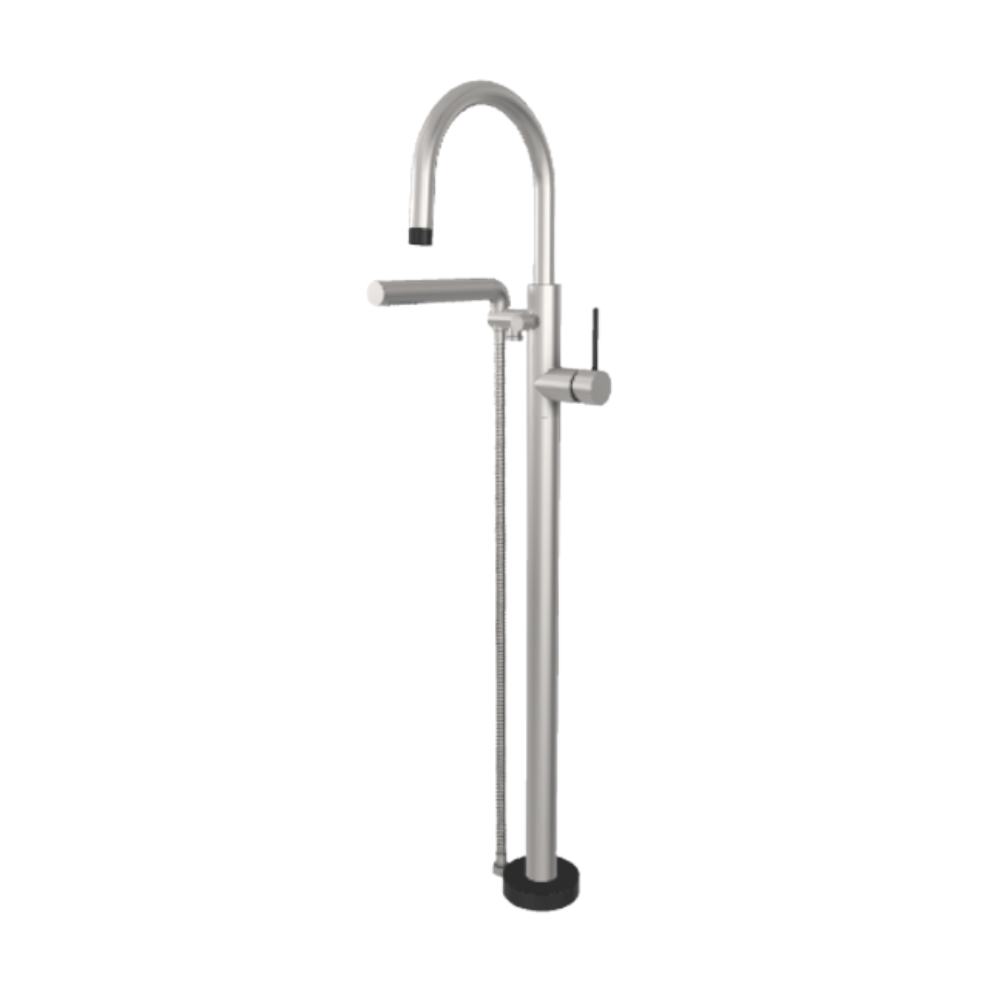 Robinet de bain au sol nickel brossé Umix de Aquabrass