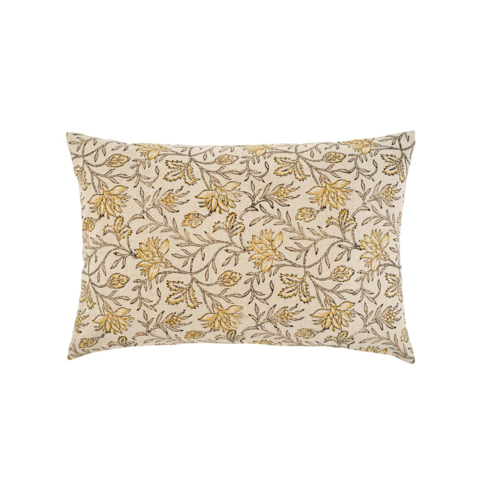 Coussin en lin jaune Caroline aux couleurs estivales 16x24