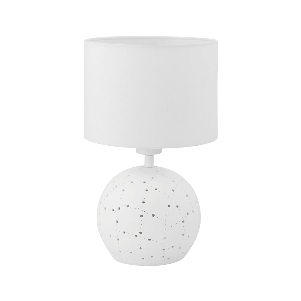 Lampe de table en céramique Eglo Montalbano blanche à abat-jour blanc